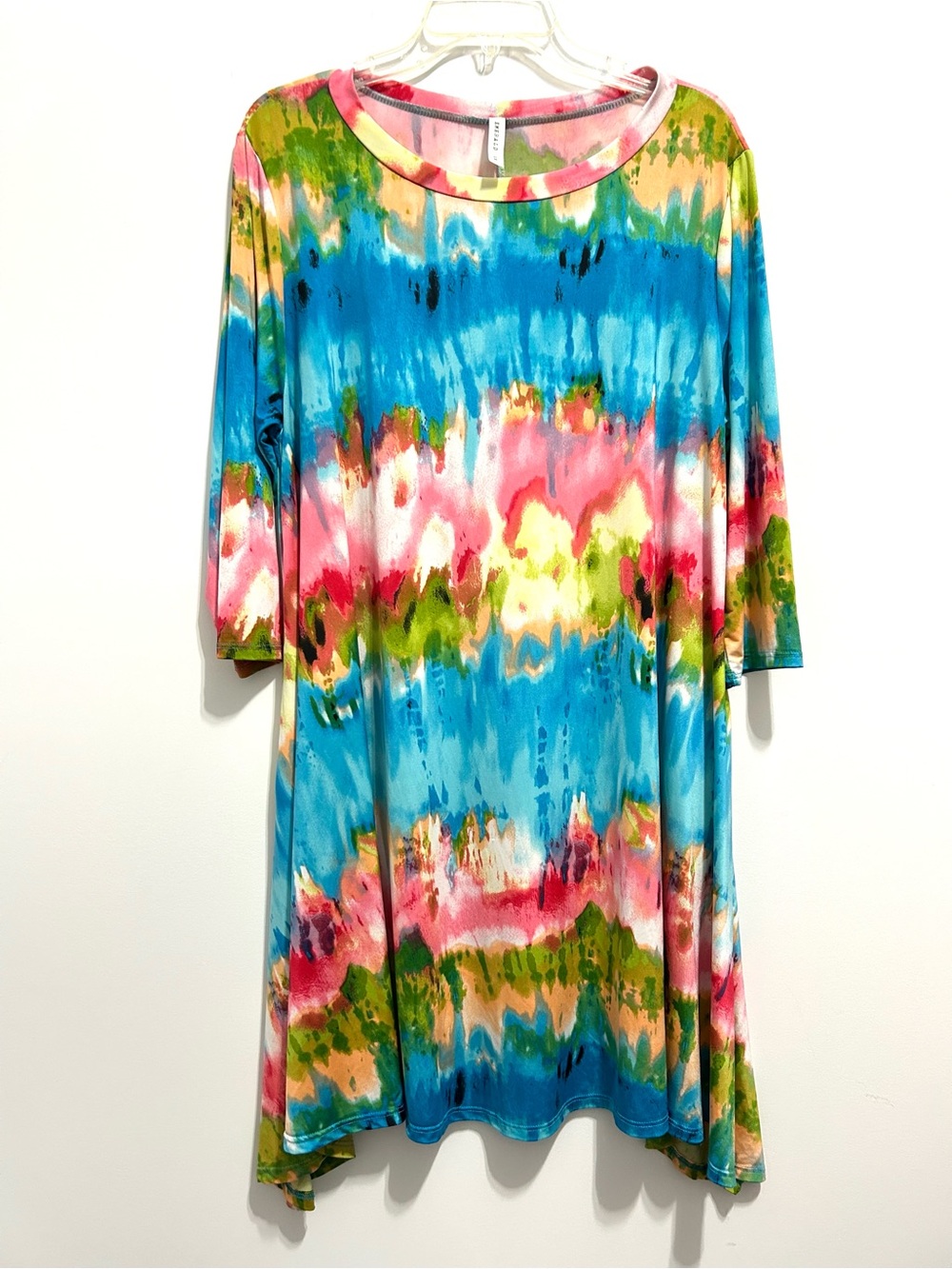 Emerald Multicolor Tie-Dye Long Sleeve Shift Dress